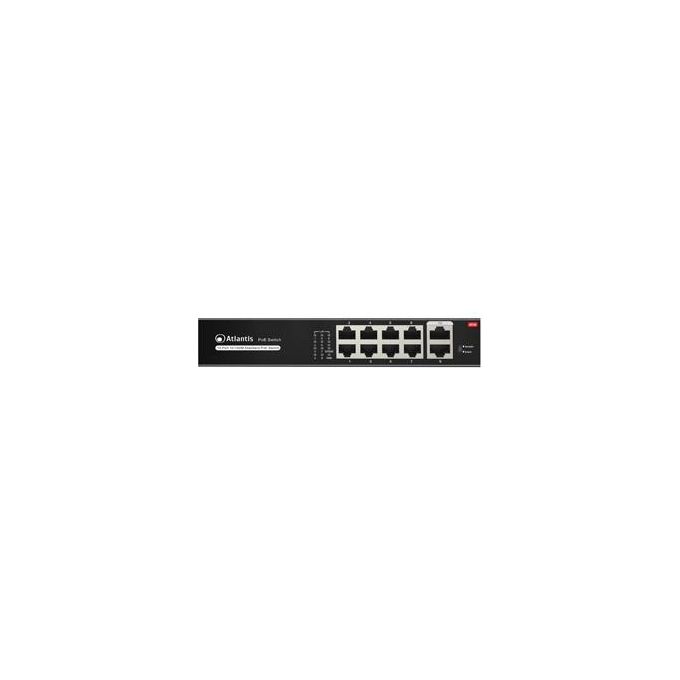 Atlantis A02-F10P8-120W Switch 10 Porte 10-100Mbps 8 Porte PoE fino a 115W Alimentazione Interna Kit Montaggio Rack e Muro colore Nero