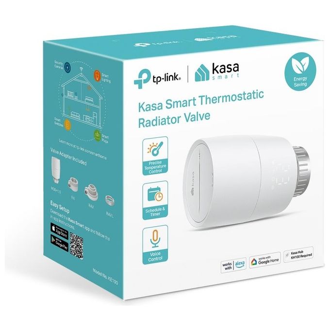 TP-Link KE100 Kasa Smart Valvola Termostatica Radiatore Wi-Fi Alexa Google Assistant programmabile colore Bianco
