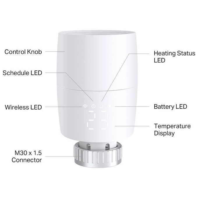 TP-Link KE100 Kasa Smart Valvola Termostatica Radiatore Wi-Fi Alexa Google Assistant programmabile colore Bianco