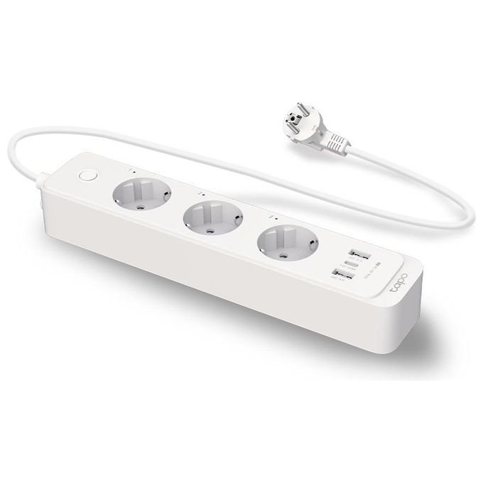 TP-Link TAPO P300 Multipresa Smart Wi-Fi 3 Prese Schuko 3 Porte USB Ricarica Rapida 18 W Alexa Google HomeKit colore Bianco