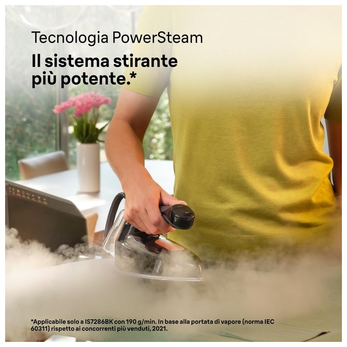 Braun IS7286BK CareStyle 7 Pro Ferro da Stiro con Caldaia 2700W 8 bar 2 L Piastra EloxalPlus FreeGlide 3D colore Nero