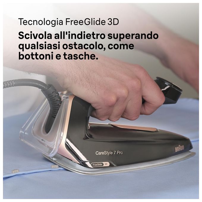Braun IS7286BK CareStyle 7 Pro Ferro da Stiro con Caldaia 2700W 8 bar 2 L Piastra EloxalPlus FreeGlide 3D colore Nero