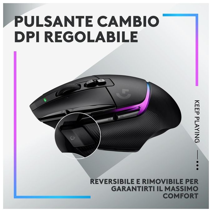 Logitech G502 X PLUS Mouse Gaming Wireless LIGHTSPEED Sensore HERO 25K 25600 DPI 13 Tasti Programmabili RGB colore Nero