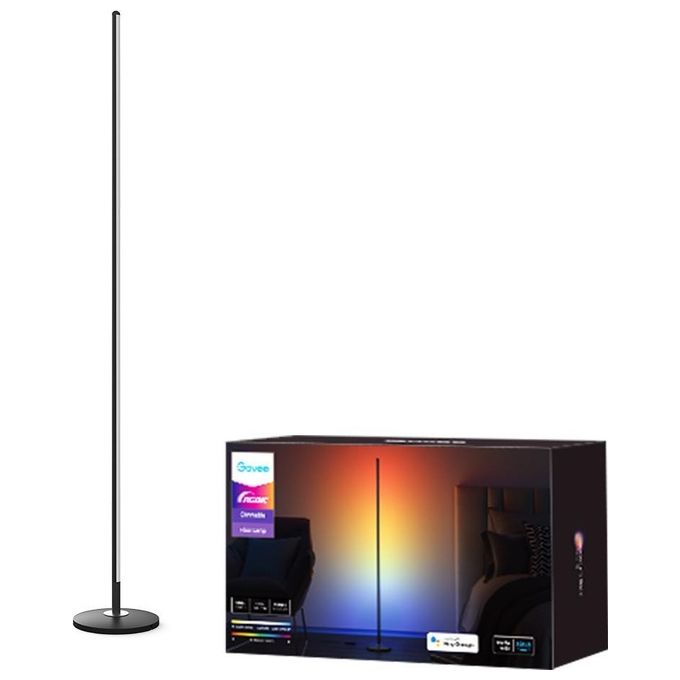 Govee H6076312 Lampada da Terra LED Intelligente Wi-Fi Bluetooth RGBICW 1000 lm Dimmerabile Controllo Vocale Alexa Google Assistente colore Nero