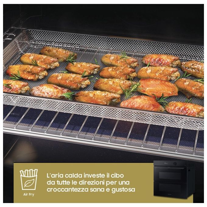 Samsung NV7B5760WBK Serie 5 Forno da incasso Elettrico a Vapore 76 L Classe A+ Dual Cook Flex Air Fry WiFi (60x60x57 cm) colore Nero