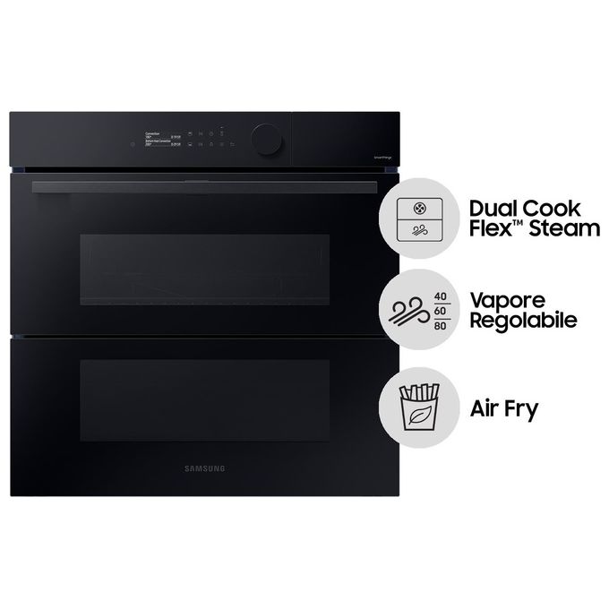 Samsung NV7B5760WBK Serie 5 Forno da incasso Elettrico a Vapore 76 L Classe A+ Dual Cook Flex Air Fry WiFi (60x60x57 cm) colore Nero