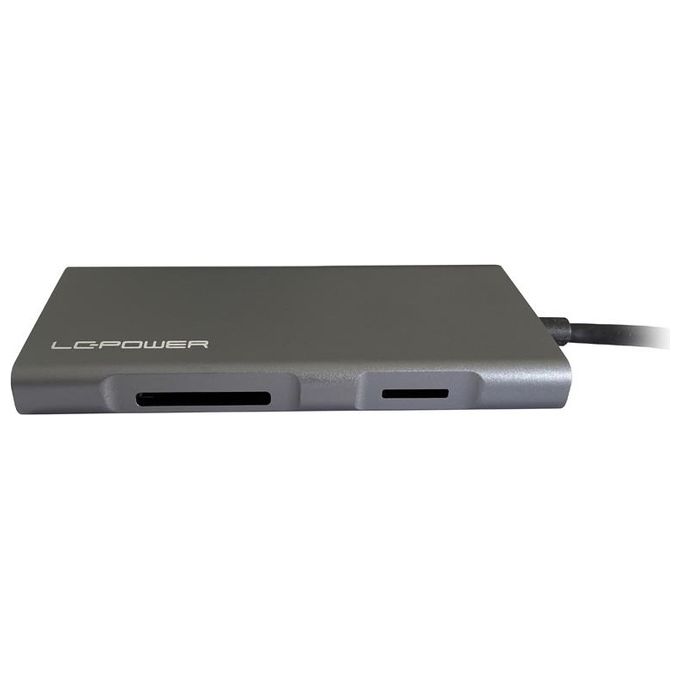 LC-Power LC-HUB-C-MULTI-5 Docking Station USB-C 3 Porte USB-A 1 Porte USB-C HDMI RJ45 Lettore SD-MicroSD 100 W colore Antracite Nero