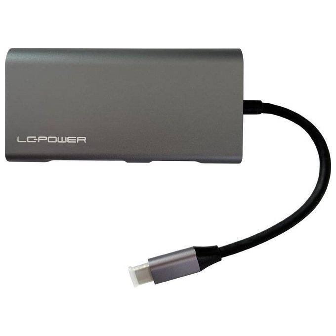 LC-Power LC-HUB-C-MULTI-5 Docking Station USB-C 3 Porte USB-A 1 Porte USB-C HDMI RJ45 Lettore SD-MicroSD 100 W colore Antracite Nero