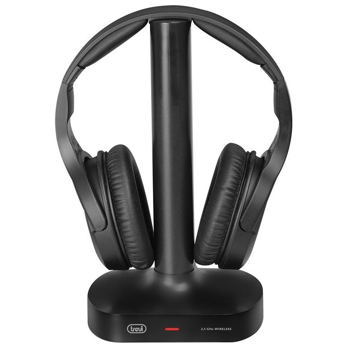 Trevi FRS 1480 R Cuffia a Padiglione Wireless per TV RF 2.4 GHz Portata 30 m Ingresso Ottico Jack 3.5mm Base Ricarica colore Nero