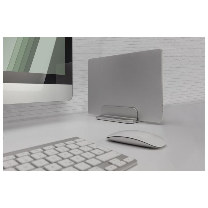 Digitus DA-90439 Supporto Verticale per Notebook in Alluminio regolabile 7,7-40 mm carico max 10 Kg colore Argento