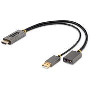 StarTech 128-HDMI-DISPLAYPORT Cavo adattatore HDMI maschio a DisplayPort femmina 30 cm 4K 60Hz HDR HDCP 2.2 alimentato USB colore Grigio