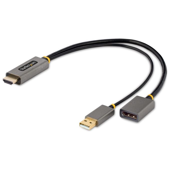 StarTech 128-HDMI-DISPLAYPORT Cavo adattatore HDMI maschio a DisplayPort femmina 30 cm 4K 60Hz HDR HDCP 2.2 alimentato USB colore Grigio
