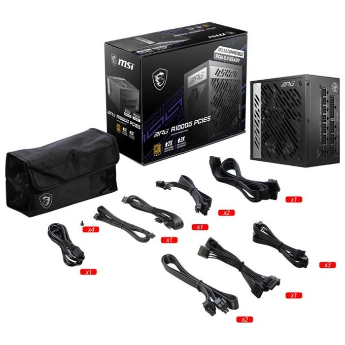 MSI MPG A1000G PCIE5 Alimentatore PC ATX 1000W 80 PLUS Gold Fully Modular PCIe 5.0 ATX 3.0 colore Nero