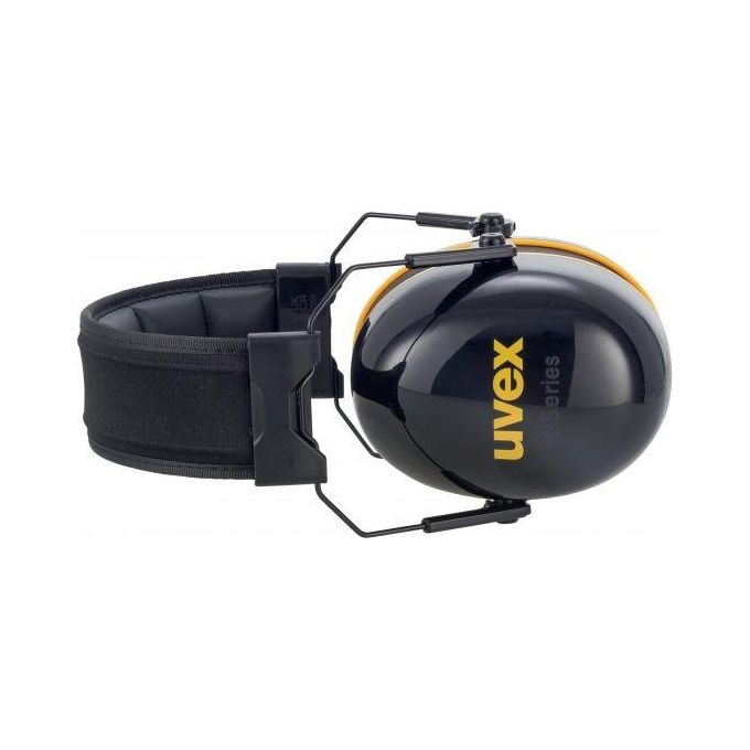 Uvex 2630020 K-Series10 Cuffie Antirumore Pieghevoli SNR 33 dB con Fascia Imbottita e Cuscinetti in Memory Foam colore Nero Giallo