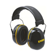 Uvex 2630020 K-Series10 Cuffie Antirumore Pieghevoli SNR 33 dB con Fascia Imbottita e Cuscinetti in Memory Foam colore Nero Giallo