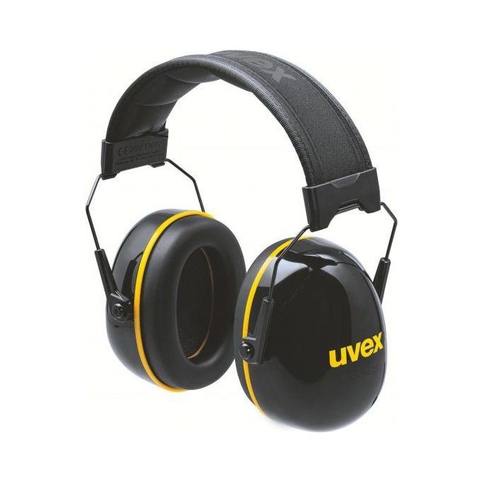 Uvex 2630020 K-Series10 Cuffie Antirumore Pieghevoli SNR 33 dB con Fascia Imbottita e Cuscinetti in Memory Foam colore Nero Giallo