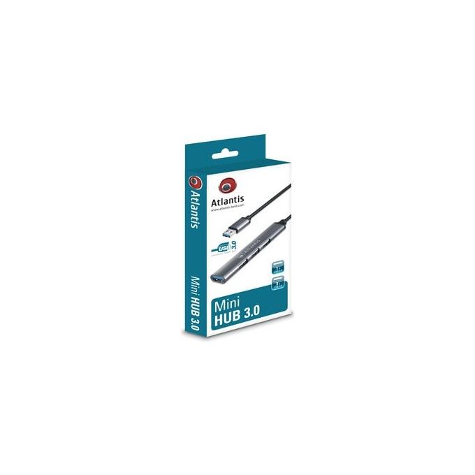 Atlantis P014-uh313 Hub 4 Porte Usb 1x3.0 3x2.0 Cavo Finitura Alluminio