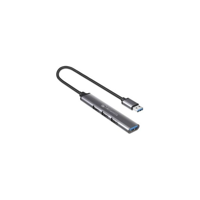 Atlantis P014-uh313 Hub 4 Porte Usb 1x3.0 3x2.0 Cavo Finitura Alluminio