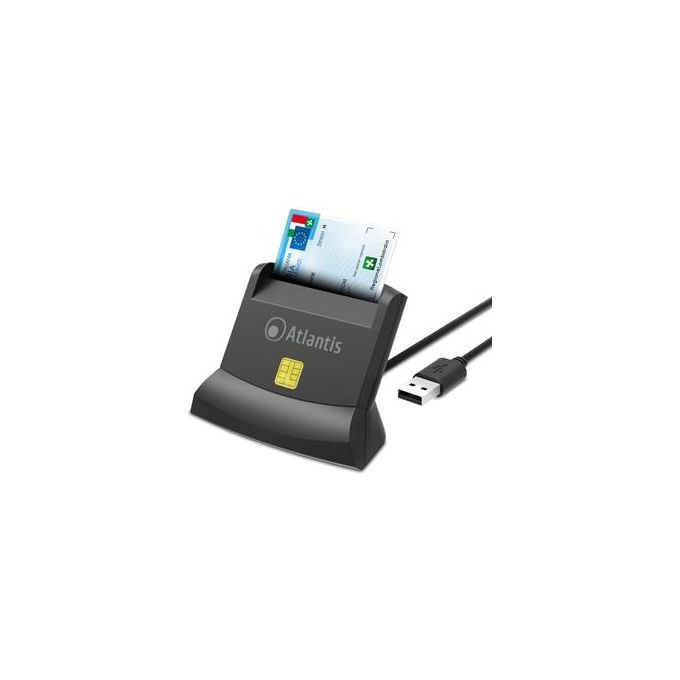Atlantis  P005-smartcrv-u Lettore Smart Card Reader Verticale per Cns-crs-ts Firma Digitale Fascicolo Sanitario Siti Governativi Usb 120cm