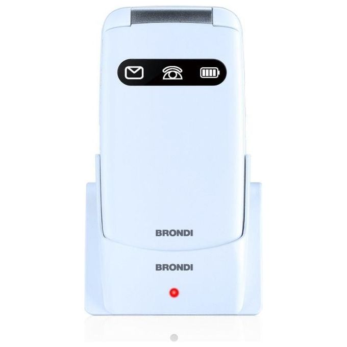 Brondi FAVOLOSO Amico Favoloso Telefono Cellulare Senior Dual SIM Tasto SOS Controllo Remoto Torcia LED Display 2.8'' colore Bianco Metal
