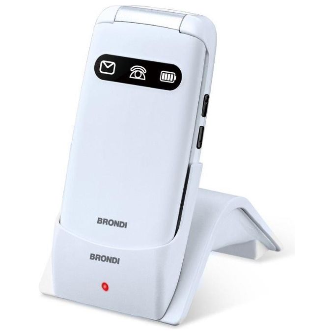 Brondi FAVOLOSO Amico Favoloso Telefono Cellulare Senior Dual SIM Tasto SOS Controllo Remoto Torcia LED Display 2.8'' colore Bianco Metal