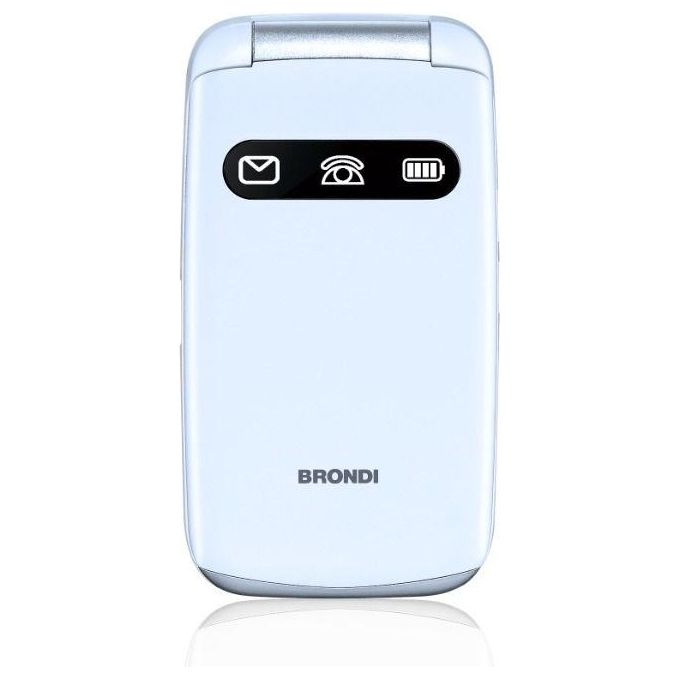 Brondi FAVOLOSO Amico Favoloso Telefono Cellulare Senior Dual SIM Tasto SOS Controllo Remoto Torcia LED Display 2.8'' colore Bianco Metal