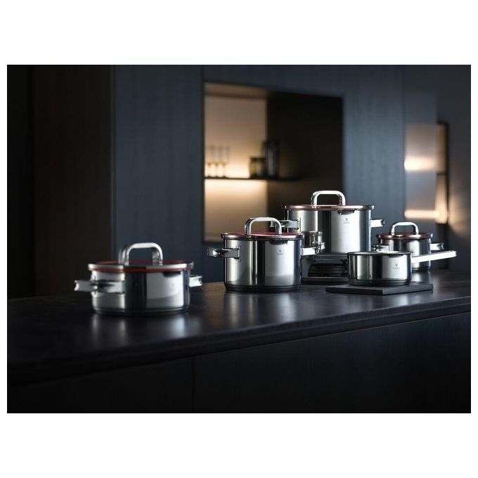 WMF 0760556380 Function 4 Set di Pentole in Acciaio Inox 18-10 Cromargan 5 Pezzi con Fondo TransTherm Triplo Strato Adatto a Tutti i Piani Cottura incluso Induzione colore Acciaio inox