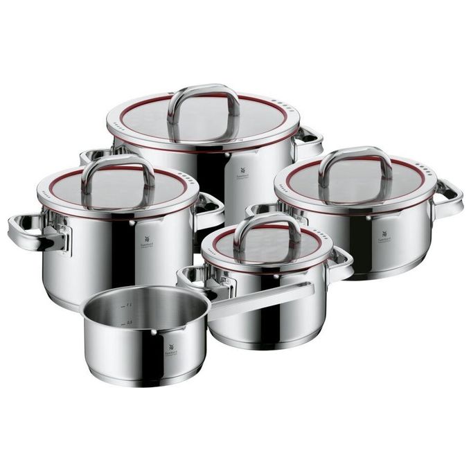 WMF 0760556380 Function 4 Set di Pentole in Acciaio Inox 18-10 Cromargan 5 Pezzi con Fondo TransTherm Triplo Strato Adatto a Tutti i Piani Cottura incluso Induzione colore Acciaio inox