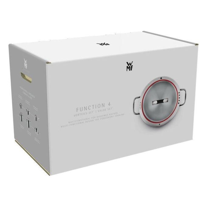 WMF 0760556380 Function 4 Set di Pentole in Acciaio Inox 18-10 Cromargan 5 Pezzi con Fondo TransTherm Triplo Strato Adatto a Tutti i Piani Cottura incluso Induzione colore Acciaio inox