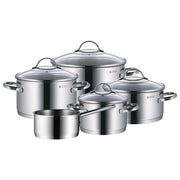 WMF 07.2155.6380 Provence Plus Set di Pentole 5 Pezzi in Acciaio Inossidabile Cromargan 18-10 con Fondo TransTherm Compatibile Induzione 4 Coperchi in Vetro colore Acciaio inox