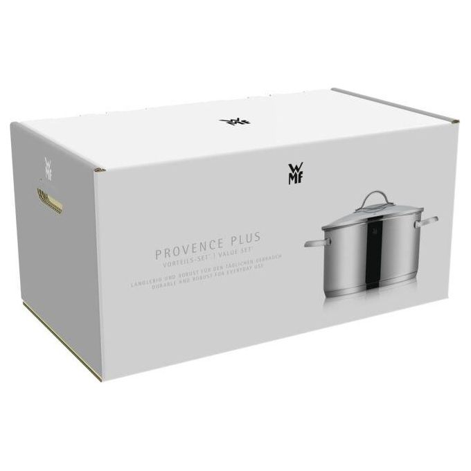 WMF 07.2155.6380 Provence Plus Set di Pentole 5 Pezzi in Acciaio Inossidabile Cromargan 18-10 con Fondo TransTherm Compatibile Induzione 4 Coperchi in Vetro colore Acciaio inox