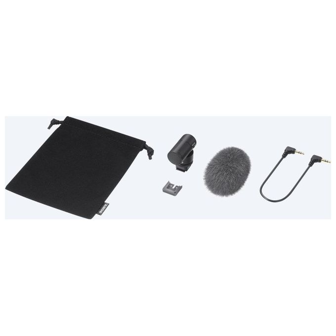 Sony ECMG1 Microfono Shotgun Super-Cardioide Compatto per Fotocamere con Slitta MI Alimentazione Integrata Parabrezza e Custodia Inclusi colore Nero