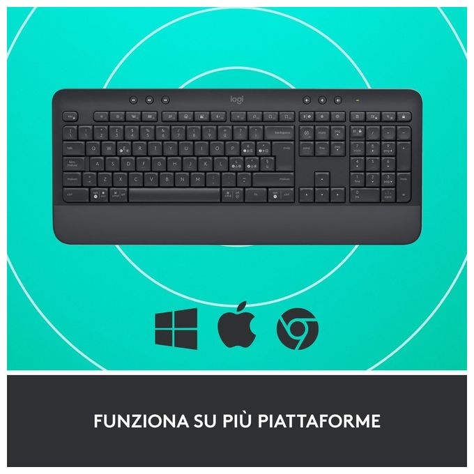 Logitech 920-010915 Signature K650 Tastiera Wireless Full-size QWERTY Italiano Poggiapolsi Bluetooth Logi Bolt colore Grafite