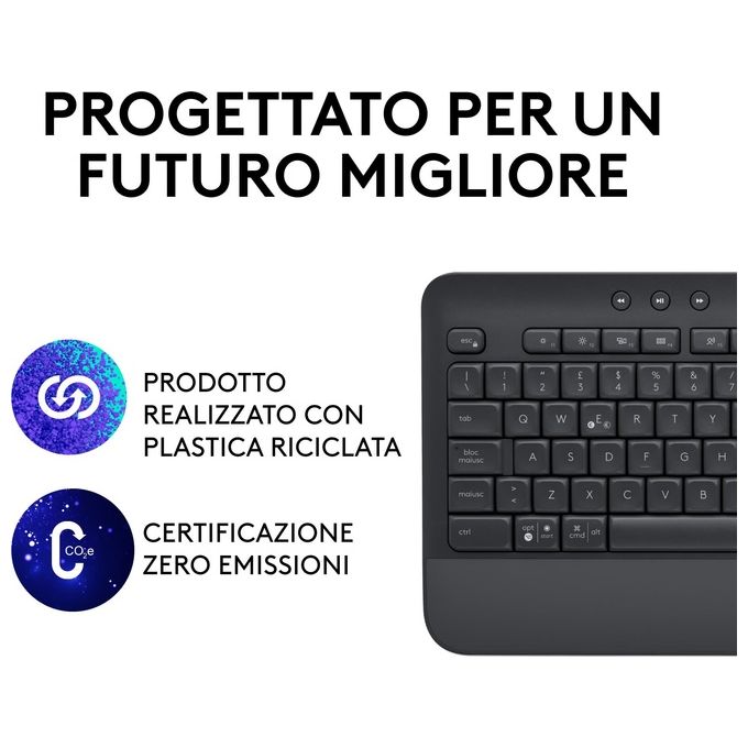 Logitech 920-010915 Signature K650 Tastiera Wireless Full-size QWERTY Italiano Poggiapolsi Bluetooth Logi Bolt colore Grafite