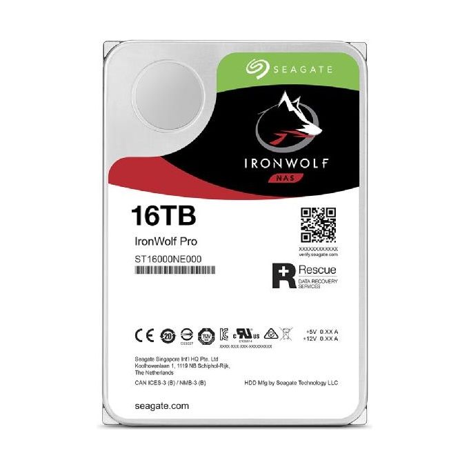 Seagate ST16000NT001 IronWolf Pro Hard Disk Interno 3.5'' 16TB 7200rpm SATA 6Gb-s 256MB NAS