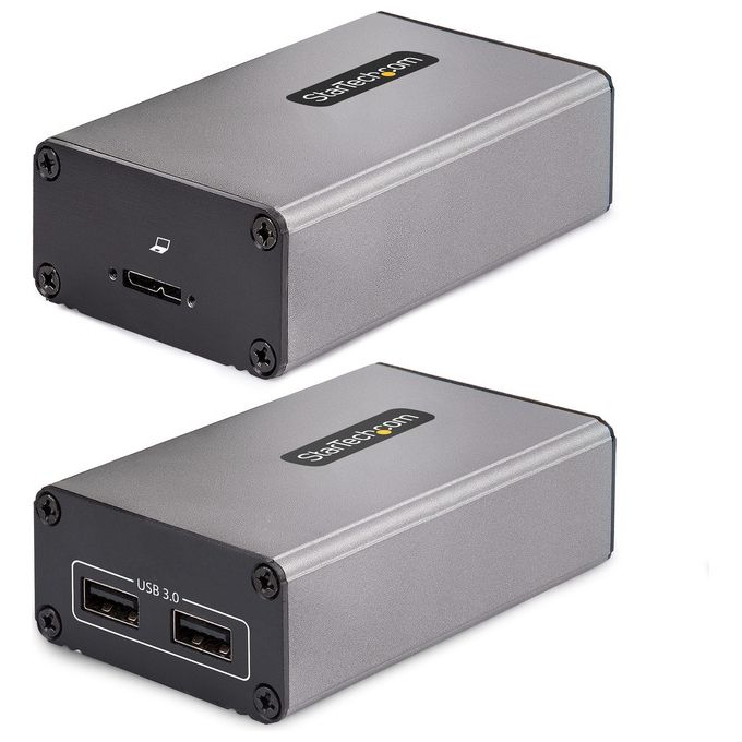 StarTech.com F35023-USB-EXTENDER Extender USB 3.0 a 2 Porte su Fibra Multimodale OM3 LC LC Hub 2x USB A 5Gbps Distanza fino a 350m Materiale Alluminio colore Nero