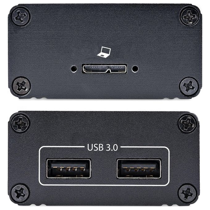 StarTech.com F35023-USB-EXTENDER Extender USB 3.0 a 2 Porte su Fibra Multimodale OM3 LC LC Hub 2x USB A 5Gbps Distanza fino a 350m Materiale Alluminio colore Nero