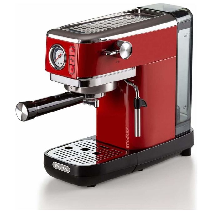 Ariete 00M138113AR0 1381 Slim Metal Macchina da caffe' Espresso Cialde ESE e Polvere 1.1 L 15 bar 1300 W Manometro colore Rosso