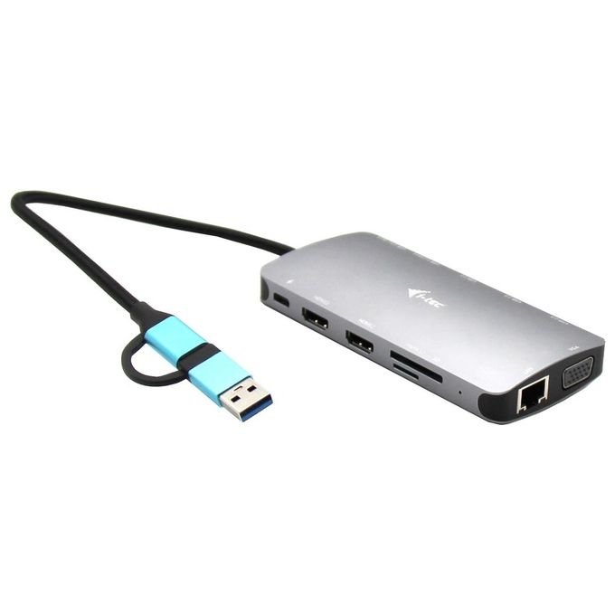 I-tec CANANOTDOCKPD USB 3.0 USB-C Thunderbolt 3 Docking Station con 3 Uscite Video LAN e Power Delivery 100 W colore Argento