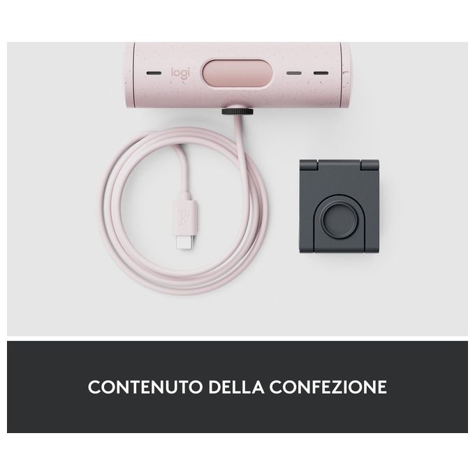 Logitech 960-001421 Brio 500 Webcam Full HD 1080p 4 MP USB-C Doppio Microfono 90° colore Rosa