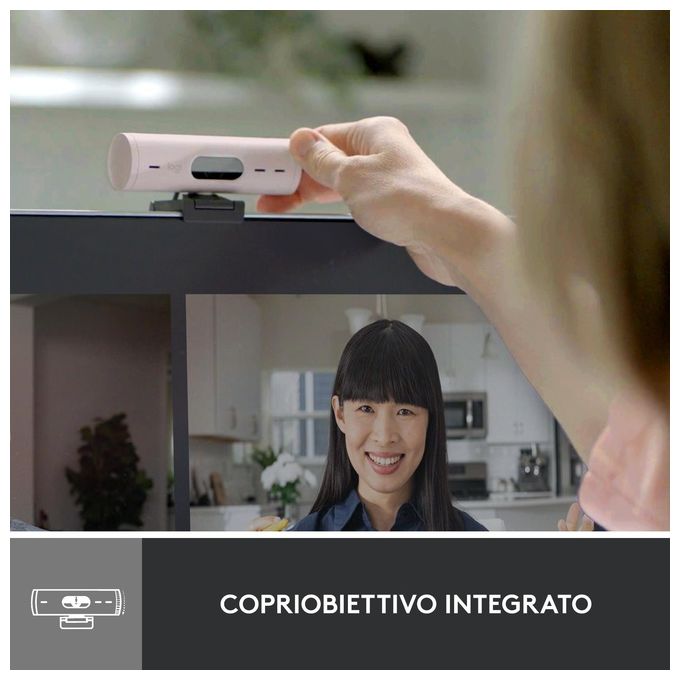 Logitech 960-001421 Brio 500 Webcam Full HD 1080p 4 MP USB-C Doppio Microfono 90° colore Rosa