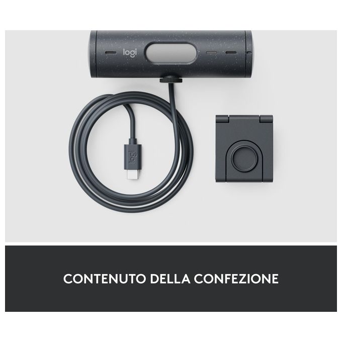 Logitech 960-001422 Brio 500 Webcam Full HD 1080p 60fps USB-C Doppio Microfono 90° colore Grafite