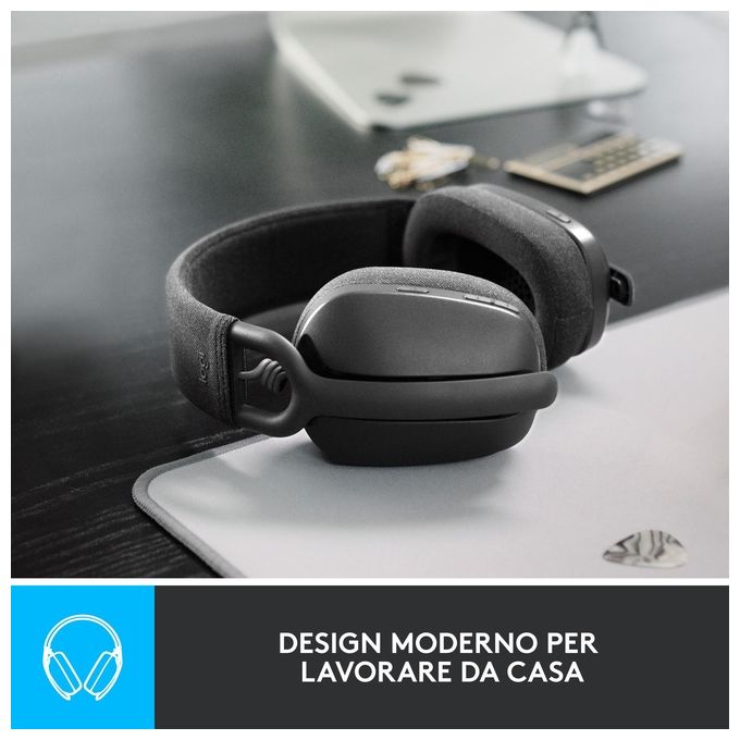 Logitech 981-001213 Zone Vibe 100 Cuffie Wireless Bluetooth Over-Ear 40mm 18h Multipoint Teams Meet Zoom colore Grafite