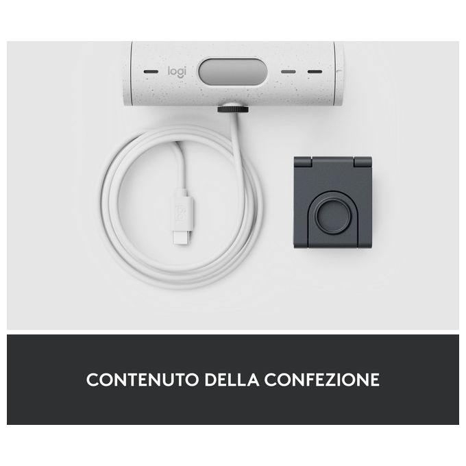 Logitech 960-001428 Brio 500 Webcam Full HD 1080p 4 MP 60 fps con Correzione Automatica della Luce e Inquadratura Automatica colore Bianco