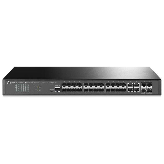 TP-Link SG3428XF Omada Switch Gestito L2+ 24 Porte SFP 4 Slot 10G SFP+ Montabile Rack 1U colore Nero