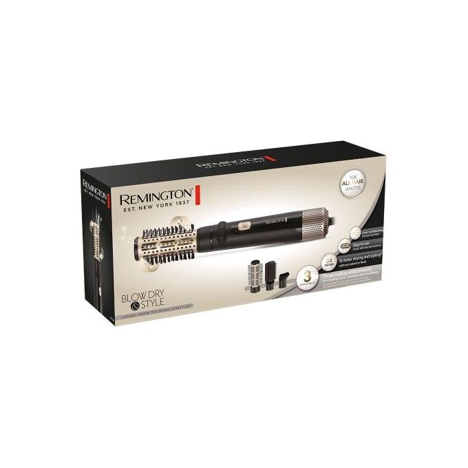 Remington S7606002 AS7580 Spazzola Rotante Ad Aria 1000 W Tecnologia Ionica 2 Temperature 2 Velocita' Cavo Girevole colore Nero Oro