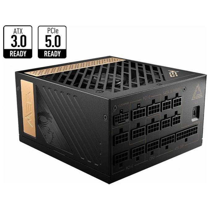 MSI 306-7ZP4A11-CE0 MEG AI1300P PCIE5 Alimentatore ATX 1300W 80 Plus Platinum Modulare PCIe 5.0 12VHPWR condensatori giapponesi colore Nero