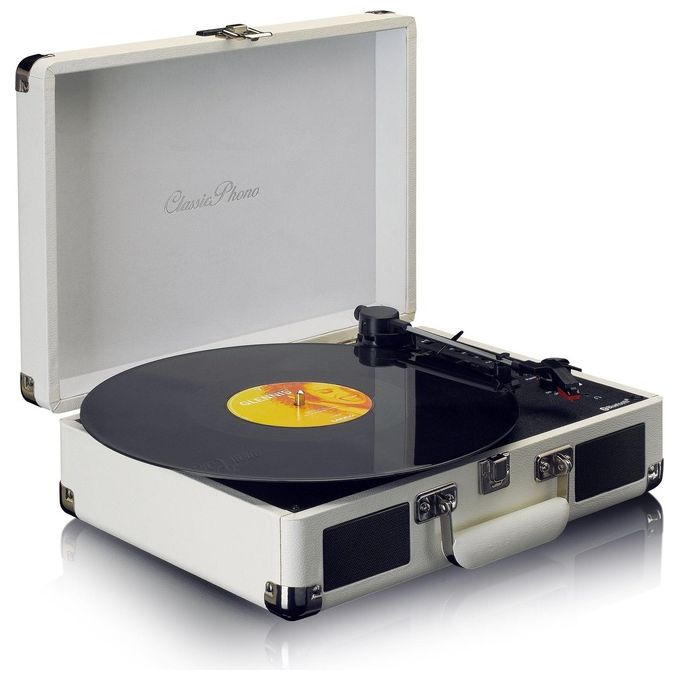 Lenco TT-115CR Giradischi Portatile con Altoparlanti Integrati 4 W RMS Bluetooth 5.0 USB Recording 33 45 78 RPM colore Crema