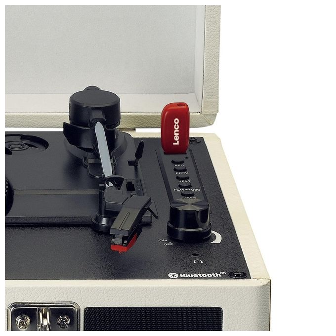 Lenco TT-115CR Giradischi Portatile con Altoparlanti Integrati 4 W RMS Bluetooth 5.0 USB Recording 33 45 78 RPM colore Crema