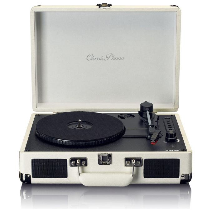 Lenco TT-115CR Giradischi Portatile con Altoparlanti Integrati 4 W RMS Bluetooth 5.0 USB Recording 33 45 78 RPM colore Crema